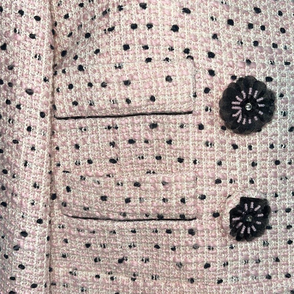 Moschino Light Pink Textured Tweed Cropped Jacket Suit Blazer with Bling… - Picture 4 of 15
